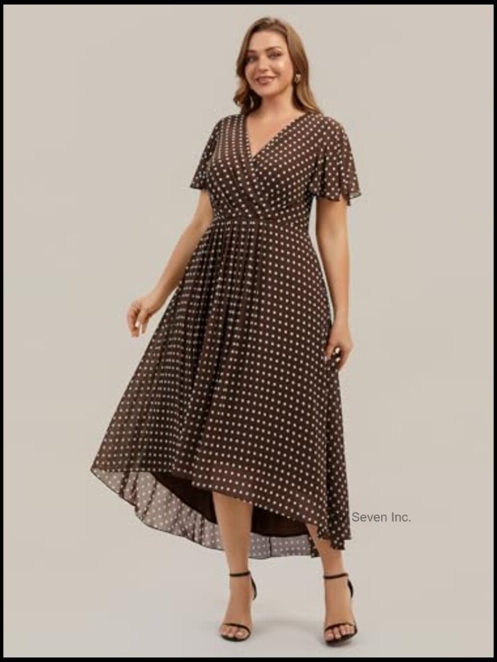 Plus Size V-Neck Chiffon Formal Dress High-Low Ruffle - Picture 4 of 5